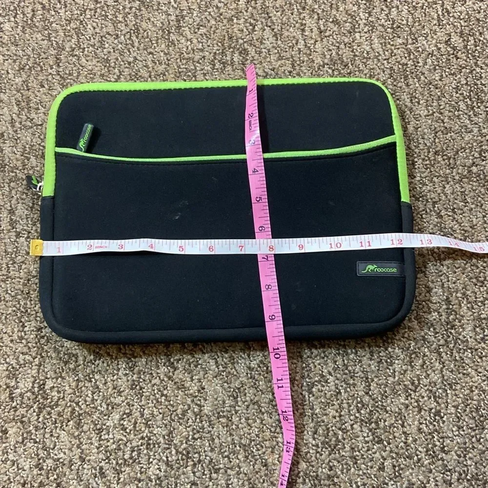 Stylish Black and Green Tablet Sleeve with Protective Padding